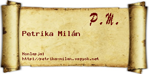 Petrika Milán névjegykártya