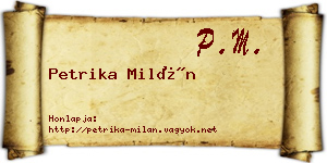 Petrika Milán névjegykártya
